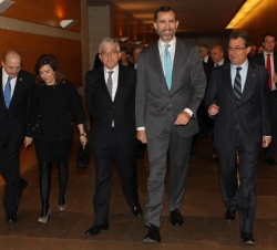 Su Alteza Real el Príncipe de Asturias y de Girona a su llegada al Auditorio de Barcelona, para hacer entrega de los Despachos a la LXIII Promoción de